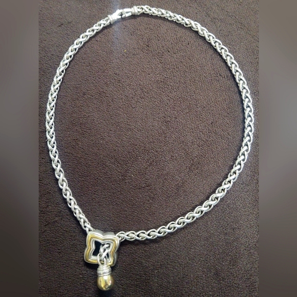 David Yurmin Sterling Lariat necklace with 18 karat gold drop - Picture 1 of 1